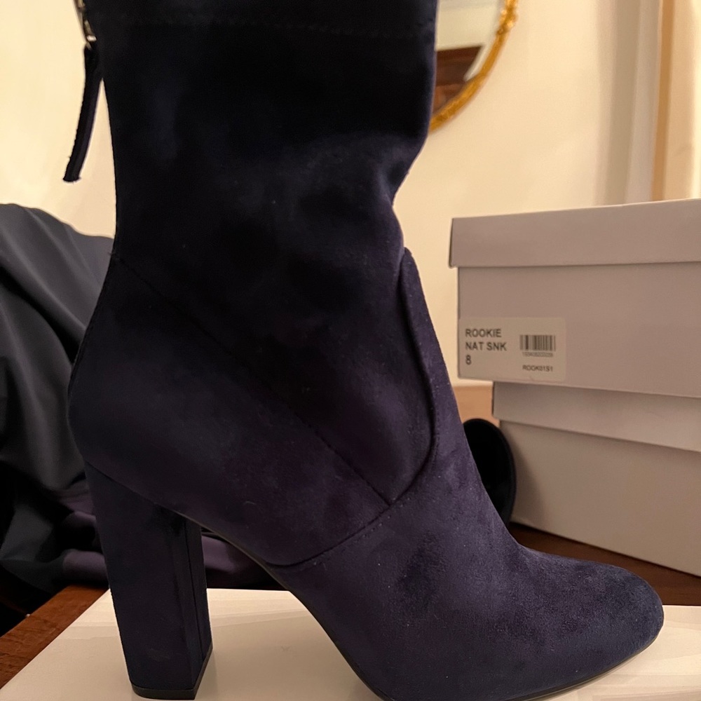Navy Suede Steve Madden Booties